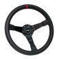 Preview: Luisi Mirage Corsa Sportlenkrad Leder schwarz / rot geschüsselt & TÜV Prüfbericht